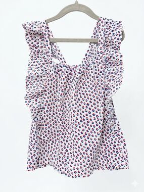 NWT Monoprix Child’s Ruffle Shoulder Printed Tank Top - 6 Years